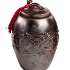 Dark Brown Ceramic Storage Canister with Brown Tassel