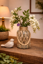 Vintage Hand-woven Mesh Pocket Hanging Glass Vase