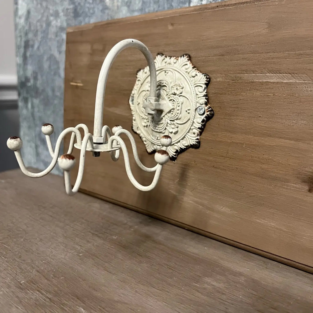 PEWTER HOOK IN DISDRESSED WHITE FINISH