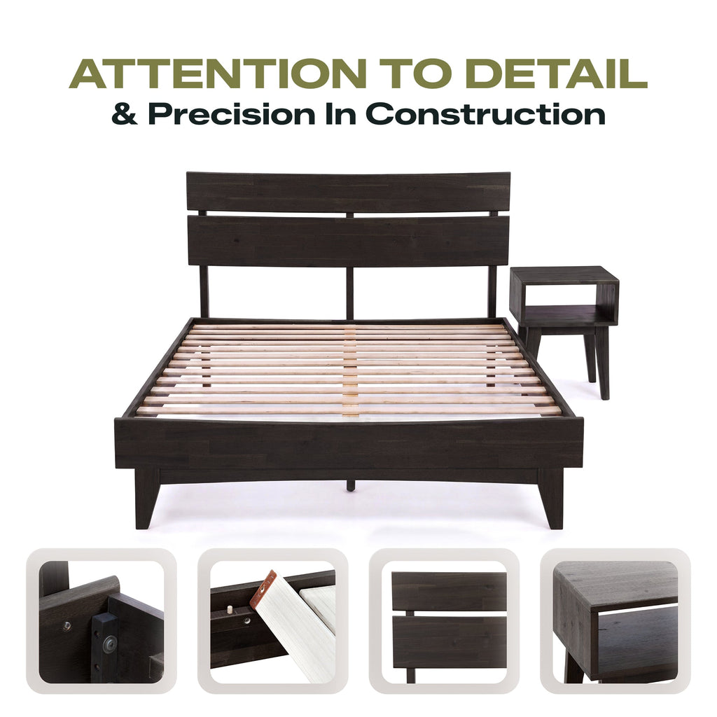 [Buy 1 Get 1] Aurora Solid Wood Bed Frame & Nightstand