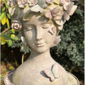 RESIN YOUNG GIRL PLANTER WITH COLORFUL BUTTERFLY
