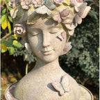 RESIN YOUNG GIRL PLANTER WITH COLORFUL BUTTERFLY