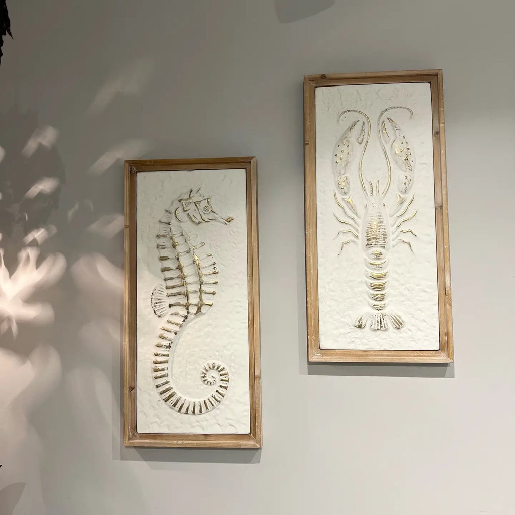 Wood-Framed Marine Life Wall Decor