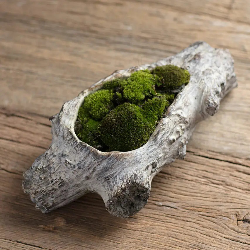 Faux Bois Cement Log Planter