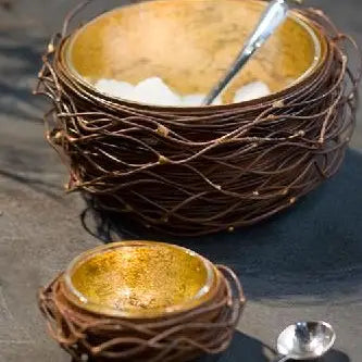 Gold Leafed Metal Birds Nest