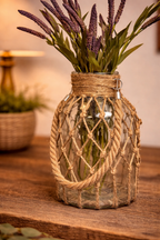 Vintage Hand-woven Mesh Pocket Hanging Glass Vase
