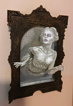 Ghost in the Mirror Wall Plaque, Resin, White Finish | Victorian Gothic Haunted Wall Art |  Gift for Halloween and Spooky Home Decor