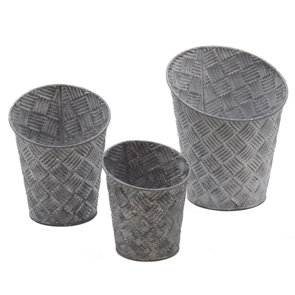 Round Basketweave Planters