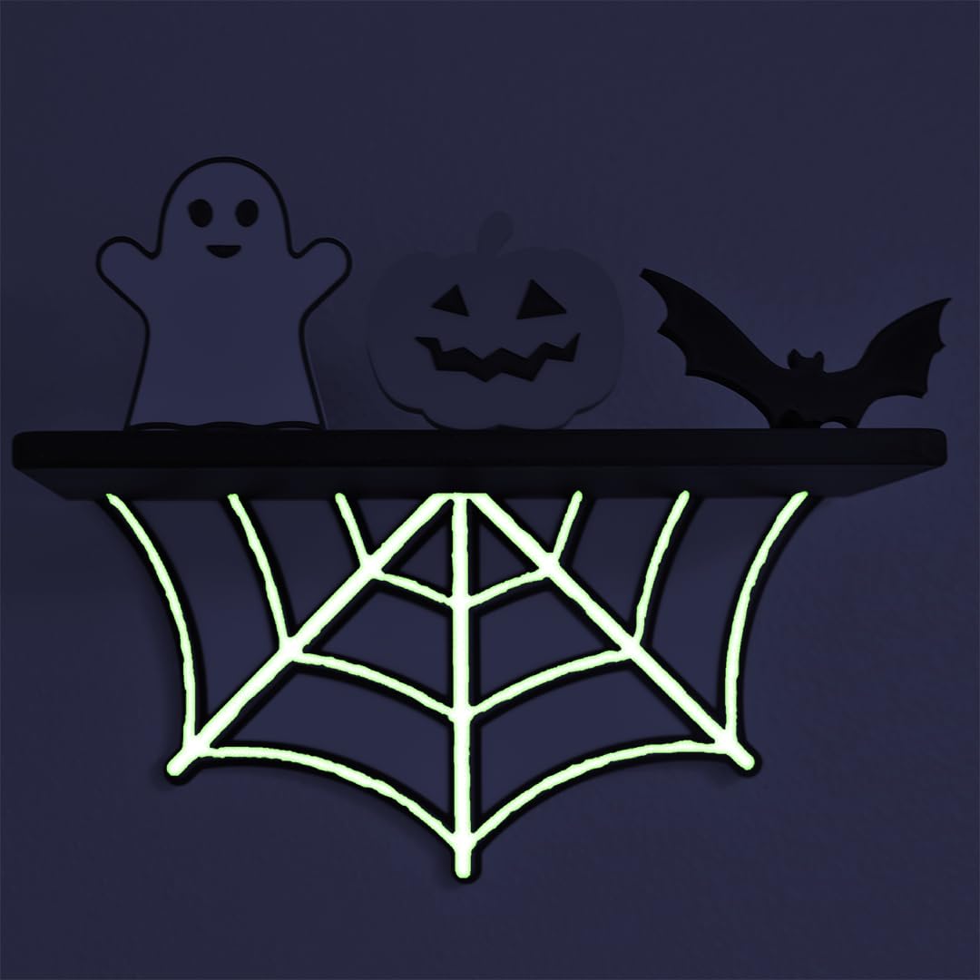 Spider Web Floating Shelf | Spooky Halloween Decor Shelf | 9" Wide x 5" Deep | Made in USA