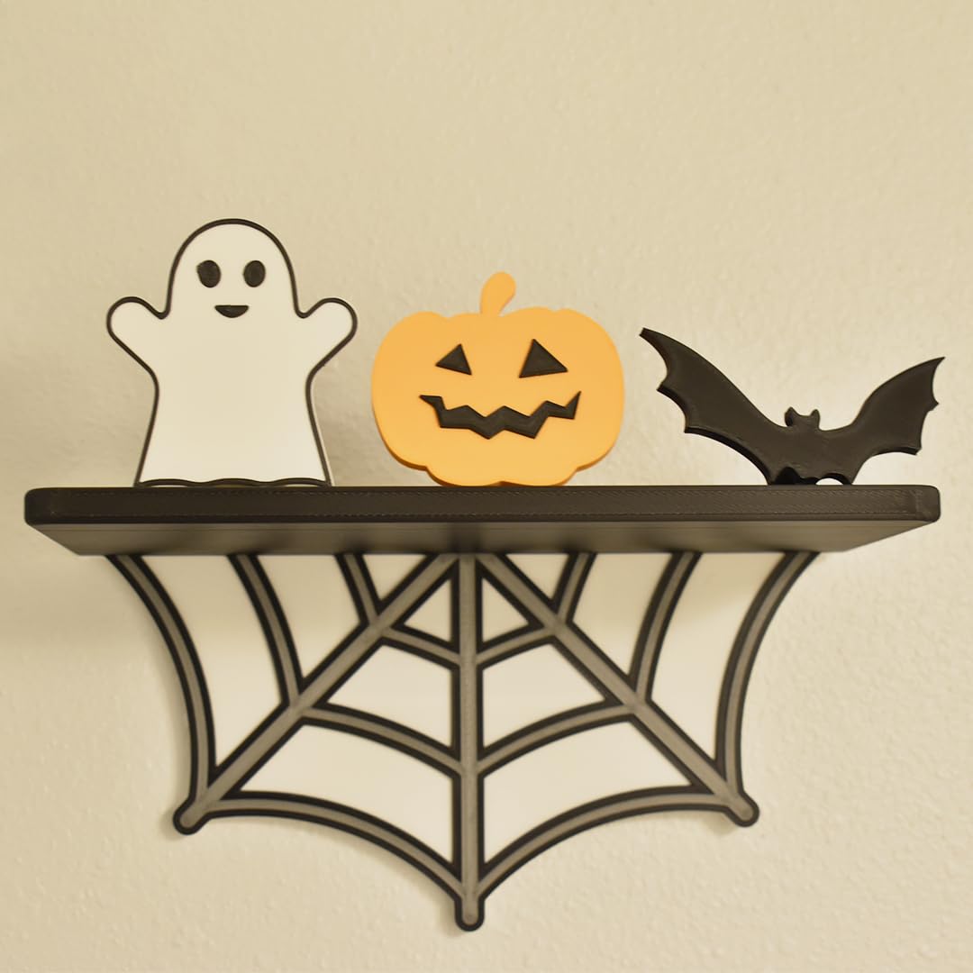 Spider Web Floating Shelf | Spooky Halloween Decor Shelf | 9" Wide x 5" Deep | Made in USA