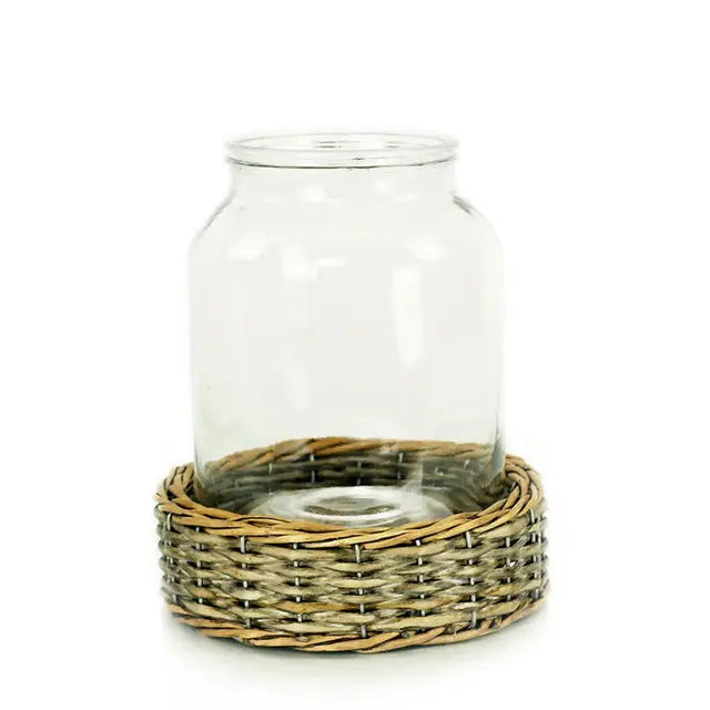 Glass and Wicker Terrarium - Cylinder