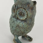 Cast Iron Owl in Antique Green, Blue Rustic Finish