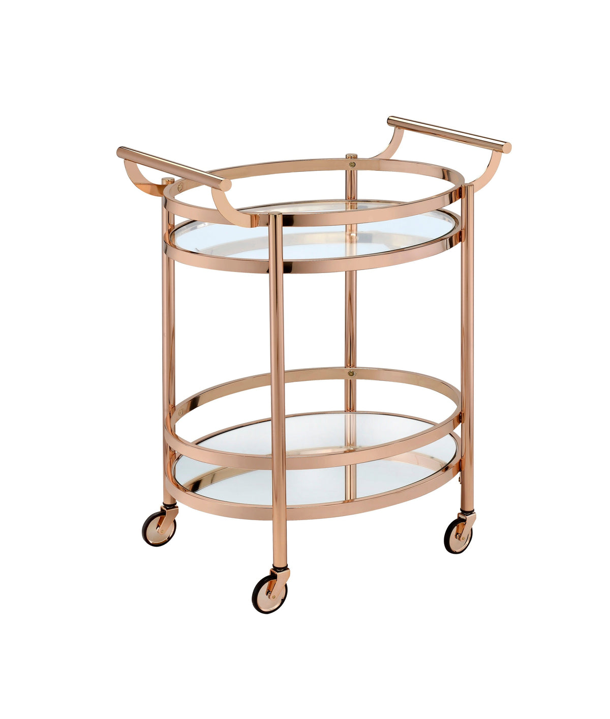 Lakelyn Clear Glass & Rose Gold Finish Serving Cart