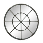 Distressed Round Cast Iron Mirror with Rosettes