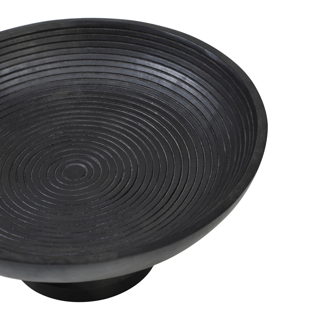 Ribbed Black Wooden Farmhouse Accent Bowl