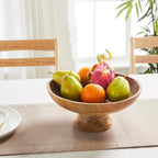 Ribbed Natural Wooden Farmhouse Accent Bowl