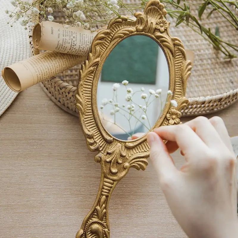 French Vintage Hand-Held Mirror Style A