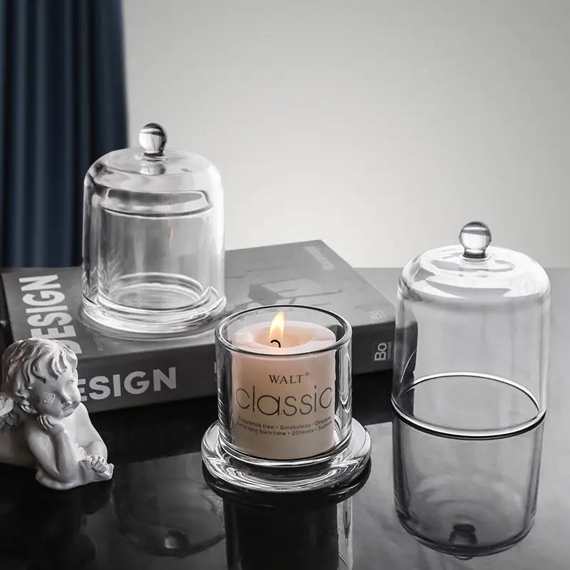 Glass Candle Holder With Glass Cover