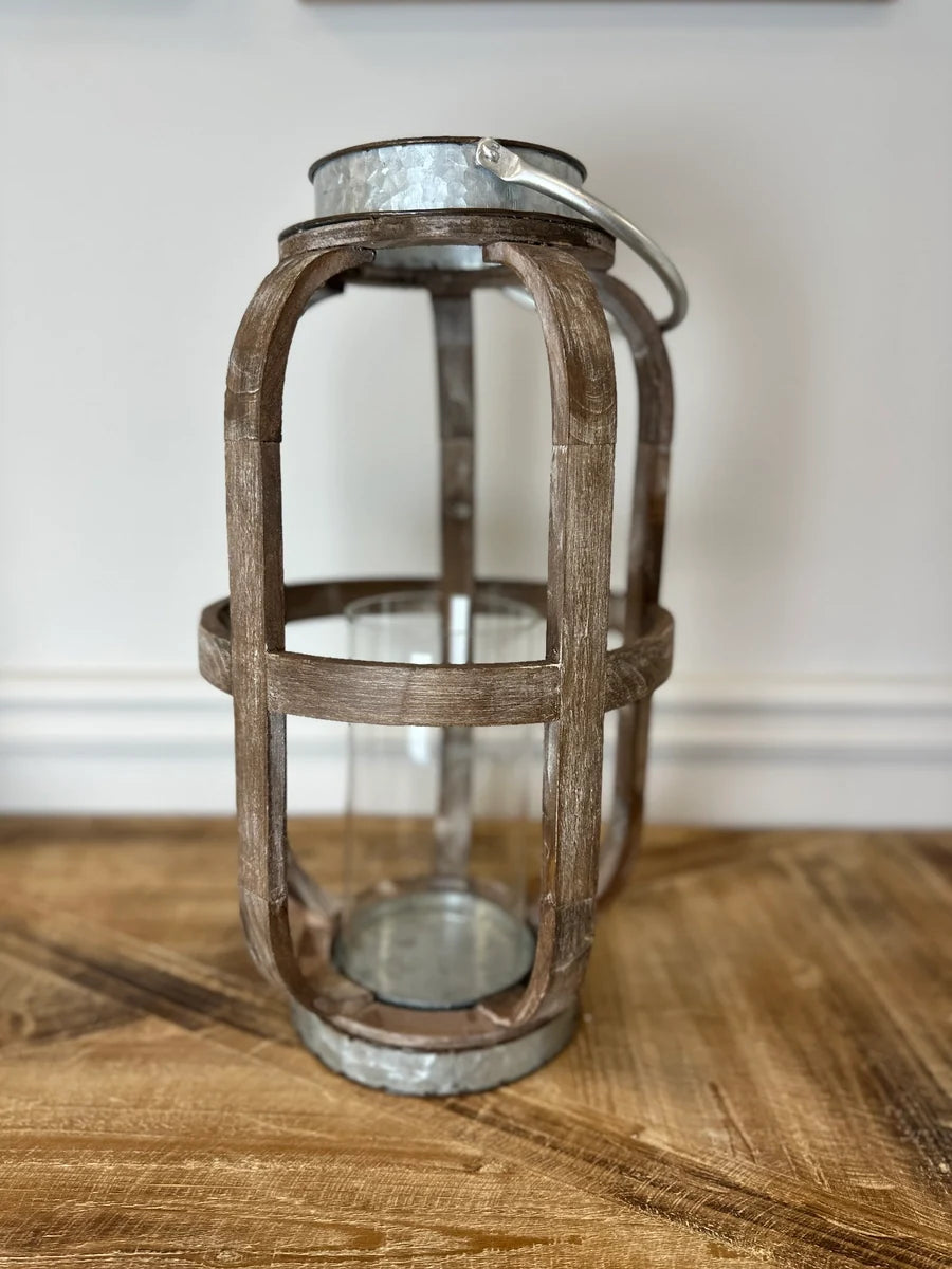Wood lantern With Metal