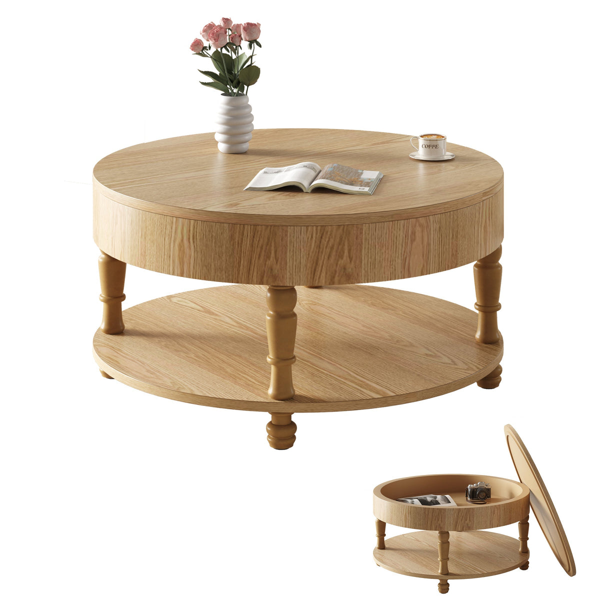 Coffee Table with Dual Storage for Living Room