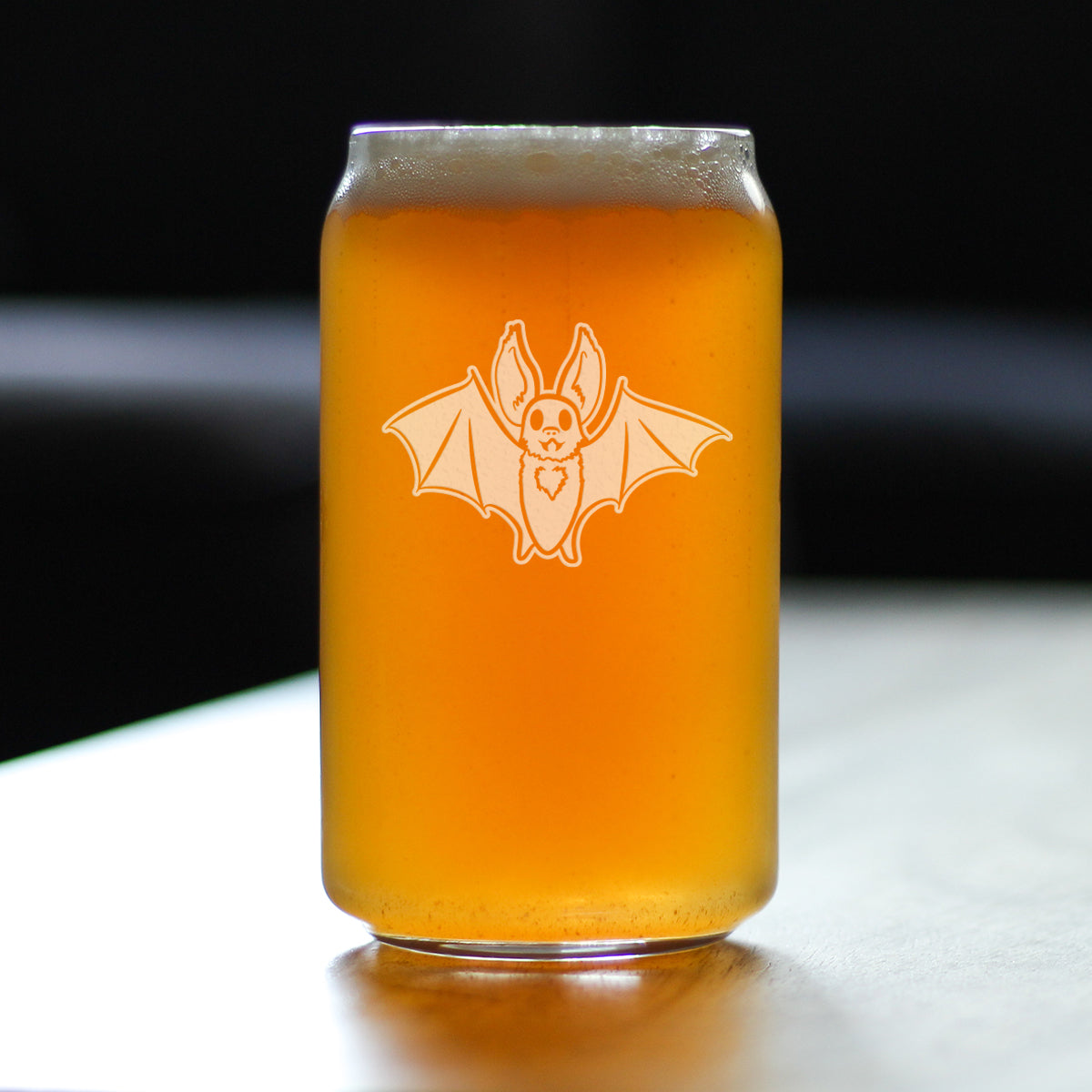 Bat Beer Can Pint Glass - Funny Cute Bat Gifts - Spooky Fun Halloween Decor with Bats - 16 oz Glasses