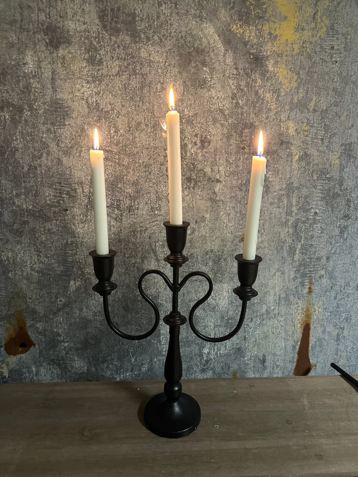 Black Metal 3-Arm Candelabra