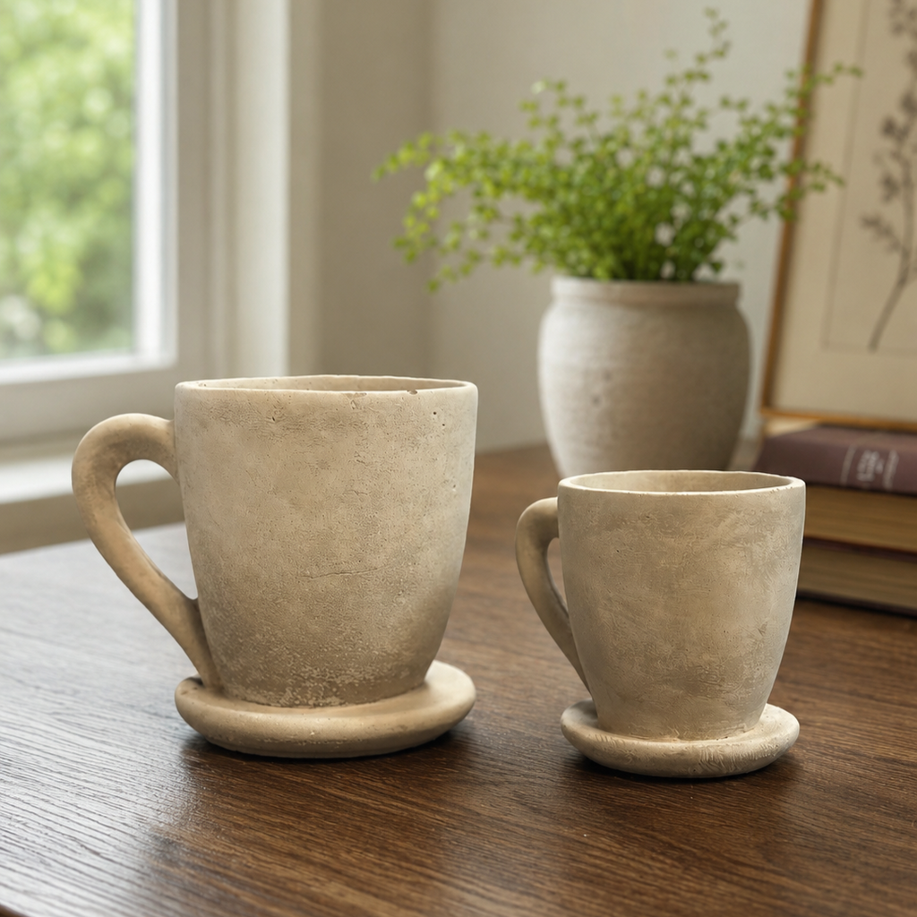 Cement Tea Mug Planter