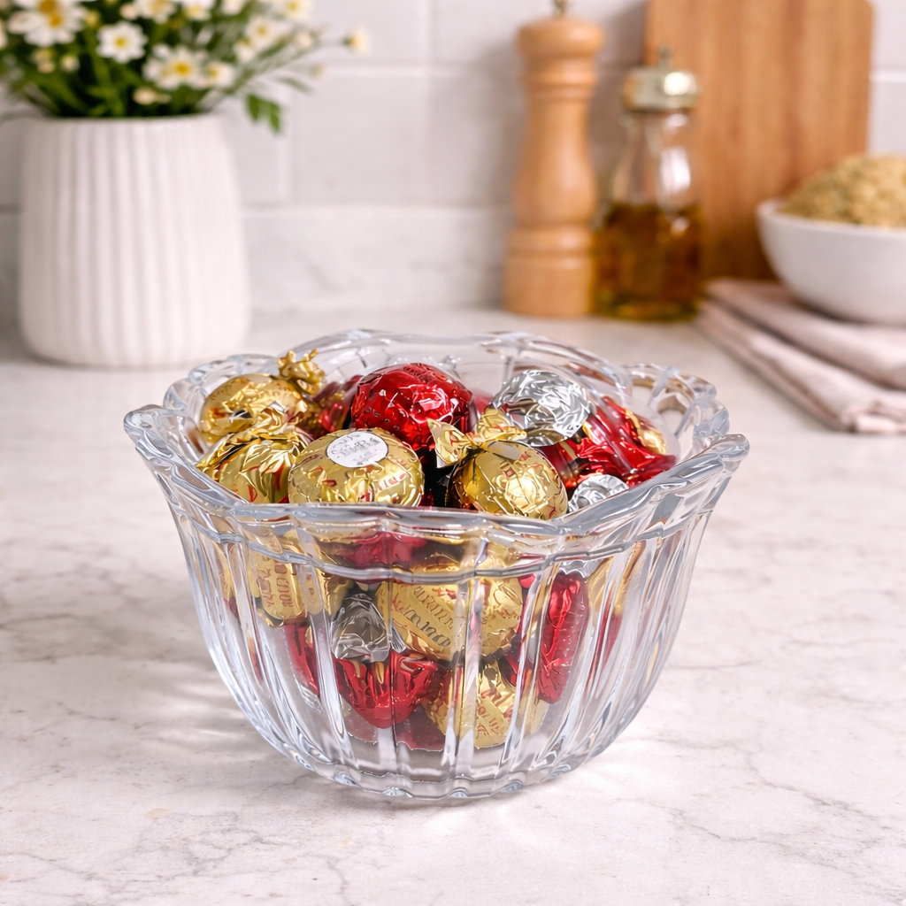 Big Clear Crystal Lidded Candy Dish