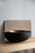 Hand Carved Extra Large Wooden Bowl. Half Charred