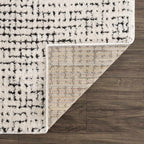 Keita Cream & Black Grid Plush Rug