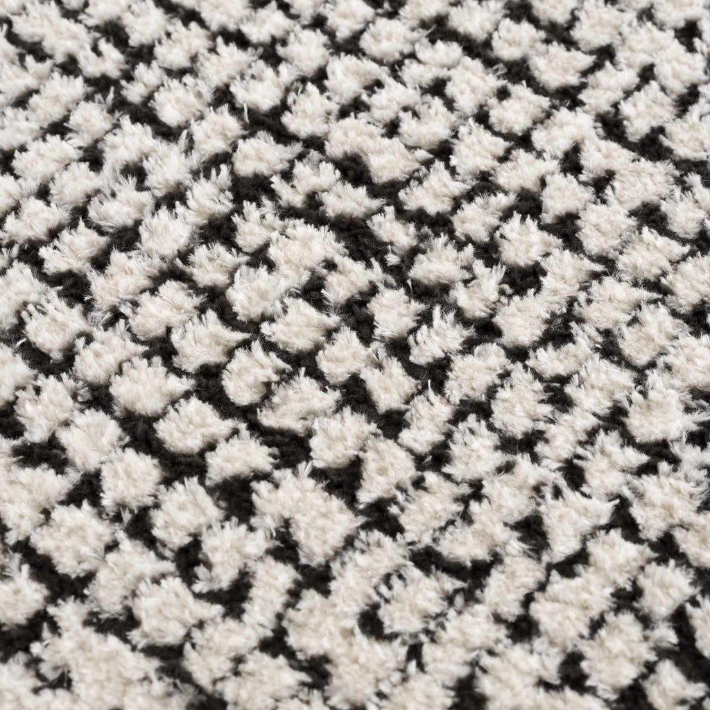 Keita Cream & Black Grid Plush Rug
