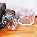 Round Ribbed Glass Jar with Sculpted Bow-Top Lid