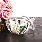 Petal Cut Glass Jar with Faceted Lid & Floral Silhouette
