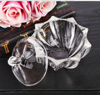 Petal Cut Glass Jar with Faceted Lid & Floral Silhouette