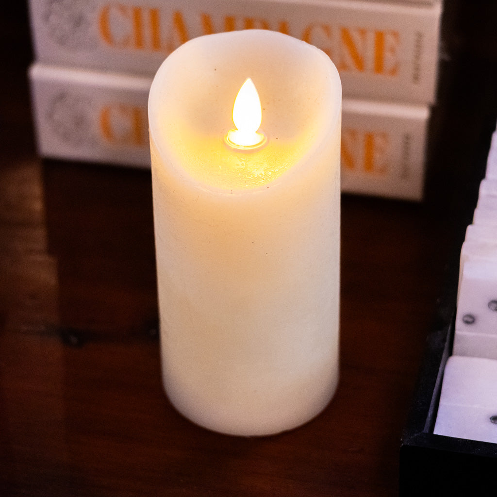 Flameless Flickering Candle with Timer Ivory Small