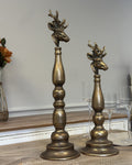 Antique Brass Deer Head Candle Holder
