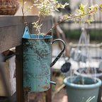 Rustic Blue Iron Flower Pot with Handle