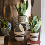 Geometric Art Concrete Flower Pot
