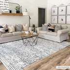 Keita Cream & Black Grid Plush Rug