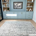 Keita Cream & Black Grid Plush Rug
