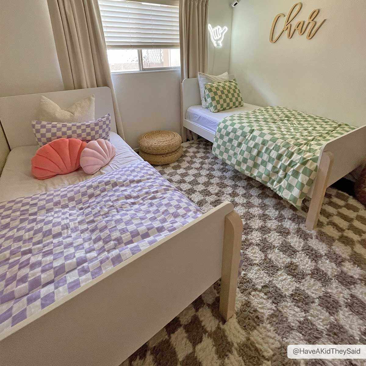 Kieu Taupe Checkered Shag Rug
