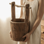 Old-fashioned Wooden Round Bucket