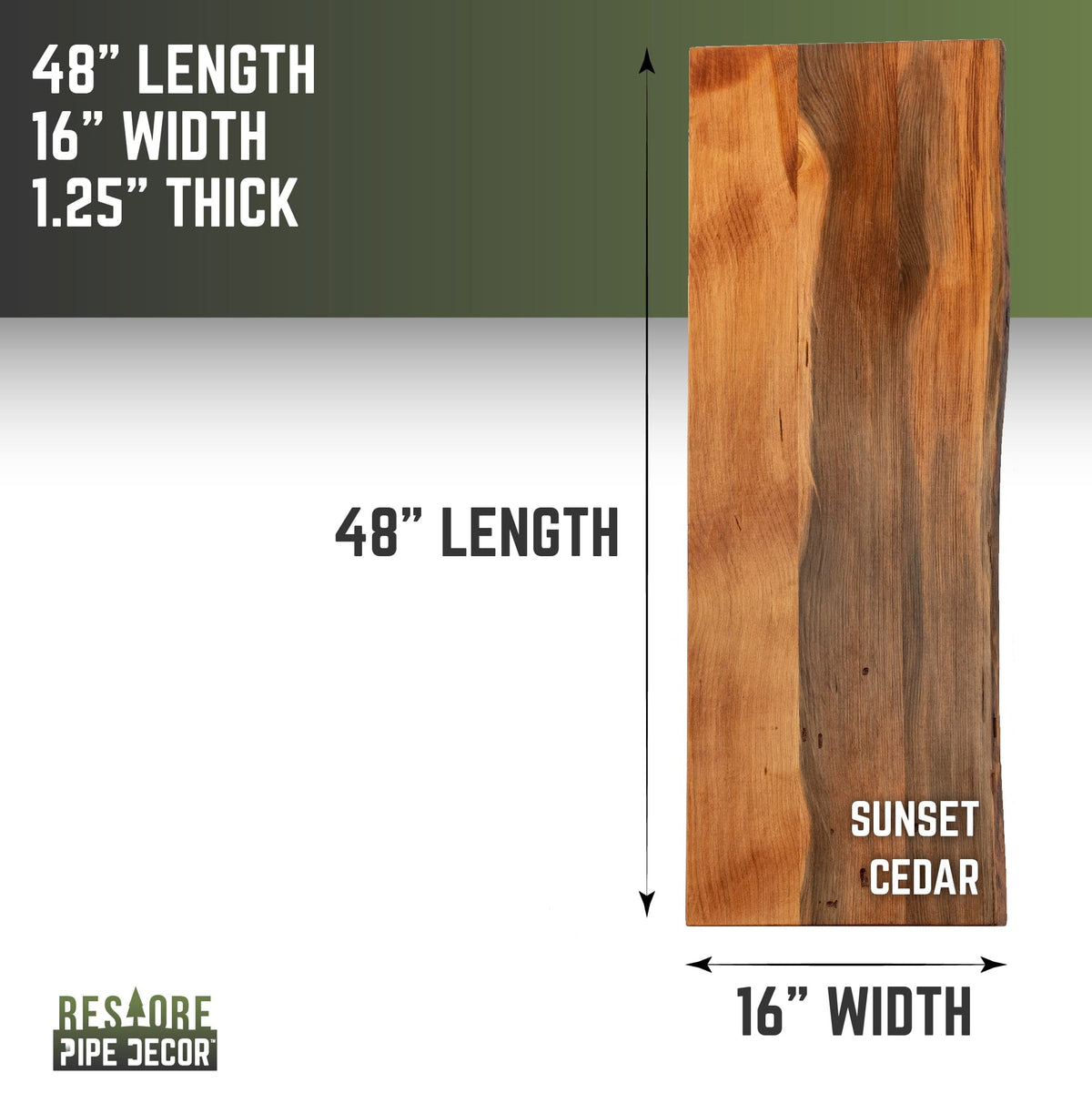 RESTORE Sunset Cedar Solid Live Edge Wood Console Tabletop
