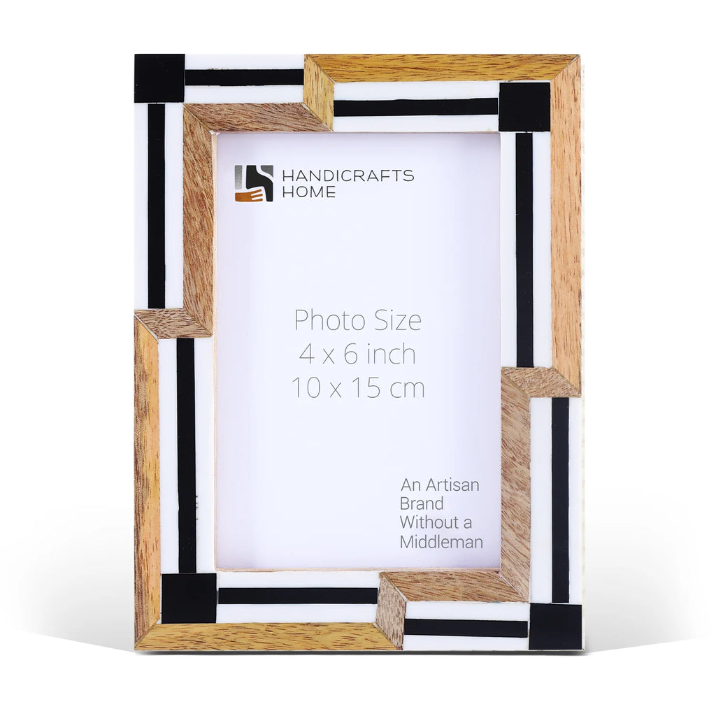 Picture Frames Silhouette Sequenced Collection Resin Inlay Wood Brown White 4x6 5x7"