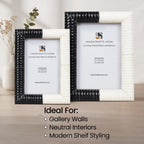Black White Resin Hand Carved Ridge Picture Frame 4x6 5x7