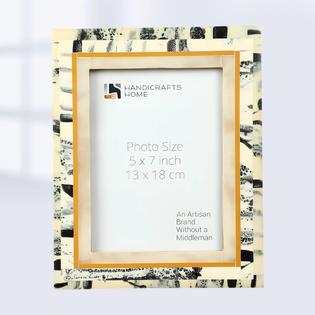 Picture Frames Abstract Ink Art Collection Resin Inlay - Ivory, 4x6 & 5x7