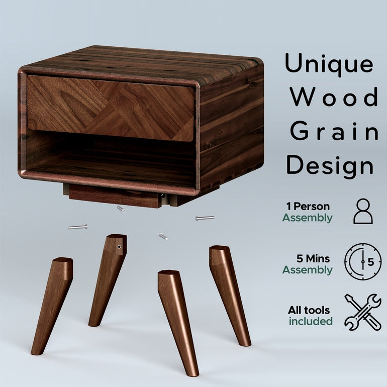 Laden Handcrafted Solid Wood Nightstand