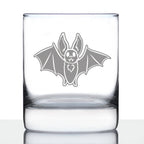 Bat Whiskey Rocks Glass - Funny Cute Bat Gifts - Spooky Fun Halloween Decor with Bats - 10.25 Oz Glasses