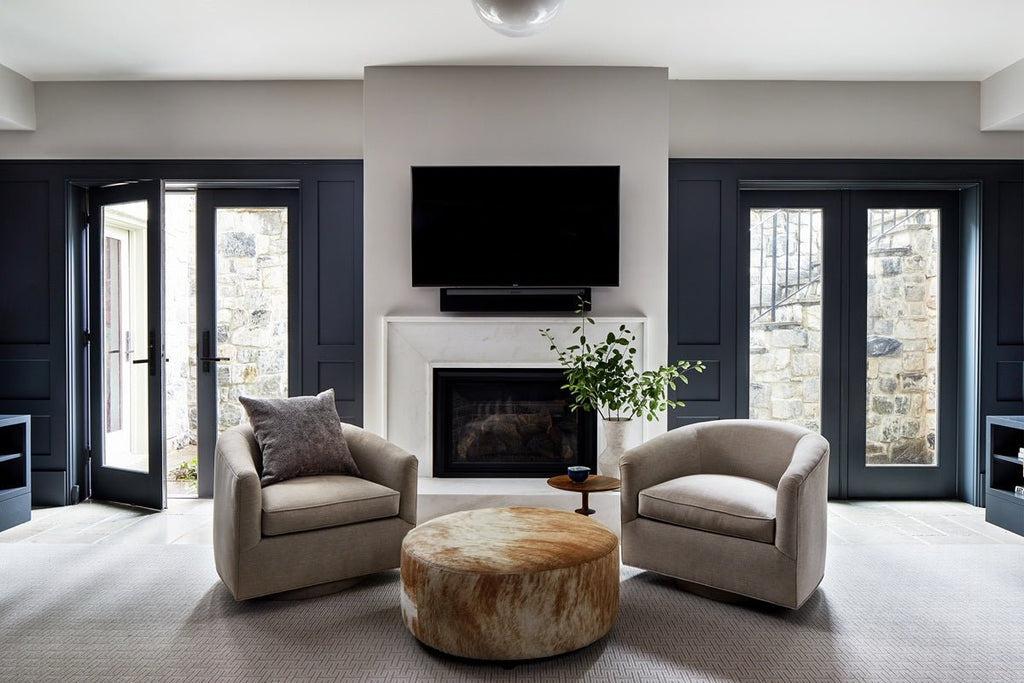Round Cowhide Ottoman
