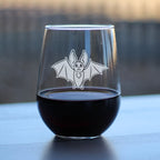 Bat Stemless Wine Glass - Funny Cute Bat Gifts - Spooky Fun Halloween Decor with Bats - Large 17 Oz Glasses